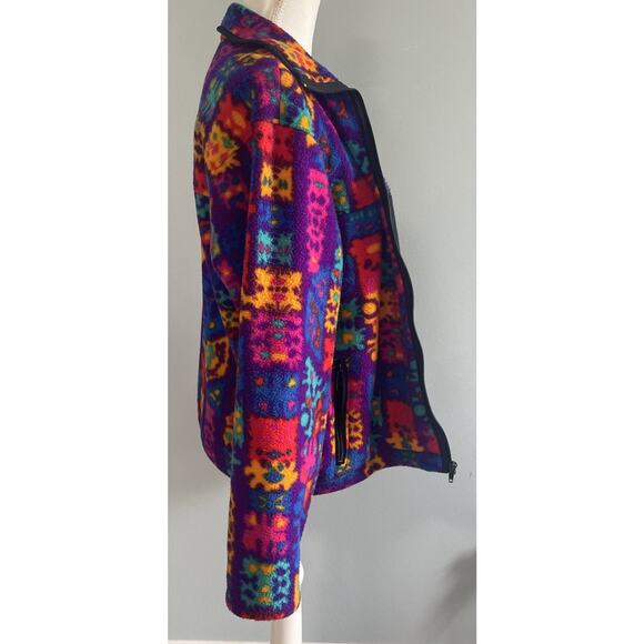 Vtg Obermeyer Women’s Full Zip Colorful Graphic Pullover Fleece Jacket No Size L - Picture 12 of 16